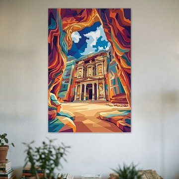 PETRA JORDANIA WPAP POPART-ILLUSTRATIE - METALEN POSTER