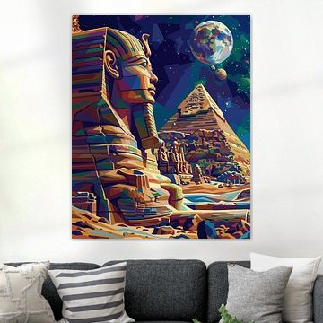 SPHINX & PIRAMIDE VAN GIZA WPAP POPART-ILLUSTRATIE - METALEN POSTER