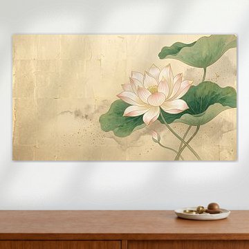 Japanischer Lotus im goldenen Minimalismus von Siti Zuliana