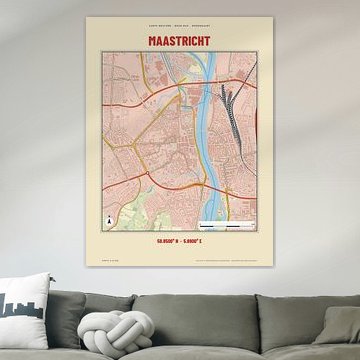Maastricht city map, retro road map by Sidney van den Boogaard