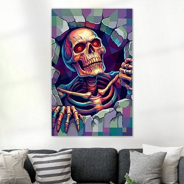 SKULL HALLOWEEN WPAP POP ART ILLUSTRATION MAGIC – FUN & FESTIVE METAL POSTER