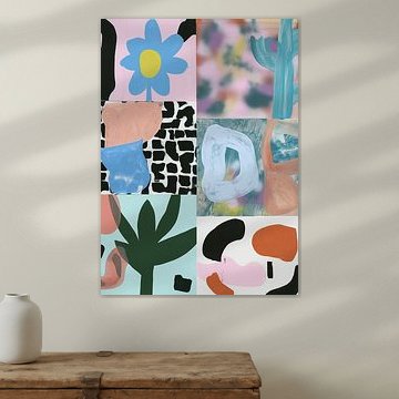 Colorful Chaos - Kleurrijke collage van bloemen en vormen