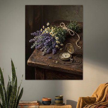 Montre ancienne « Lavande » d'& – Art botanique vintage