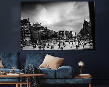 De Dam in Amsterdam 60-er jaren zwart-wit van PIX URBAN PHOTOGRAPHY