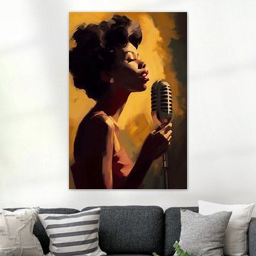 Jazzzangeres in gouden licht van Steinfox Art