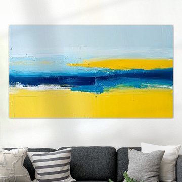Blue and Yellow Coastal Abstract by Joseph S Giacalone Photography