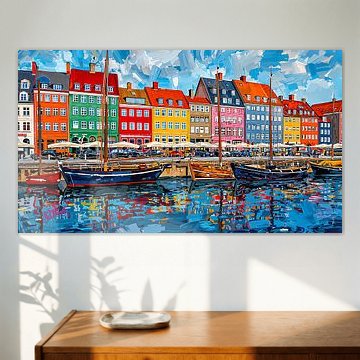 Nyhavn, Kopenhagen – Farbenfrohe Hafenansicht am Wasser von Joseph S Giacalone Photography