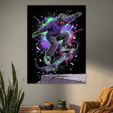 Extreme Skateboarder Jump Action Sports Street Skate Dynamic Graphic Illustration by The Deeper Way