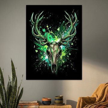 Mystical Elk Skull Antlers Forest Guardian Spirit Dynamic Graphic Illustration by The Deeper Way