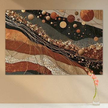 Stroom van sterren, abstracte kunst in aardetinten
