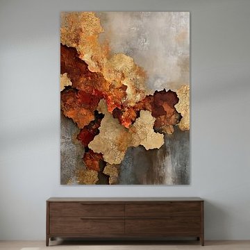Fault Line, a painting featuring warm colours and texture by Lina van Oers