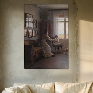 Georg Achen – Interior with the artist’s wife and their child, 1892 by Atelier Liesjes