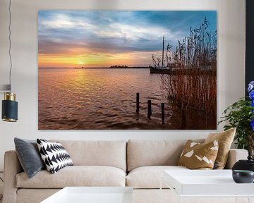 Sunset Lake Leekstermeer Netherlands by R Smallenbroek