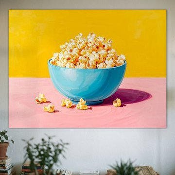 Blue Bowl of Popcorn by Joseph S Giacalone Photography