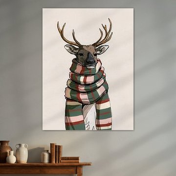 Ein stilvolles Reh mit einem Schal, der winterliche Wärme ausstrahlt