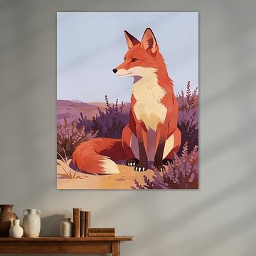 Fox in Purple Heather, a Warm Illustration by OEVER.ART