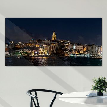 Night-time view of Galata and the Galata Tower in Istanbul