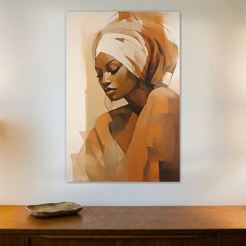 Abstract African woman in terracotta and cream by Steinfox Art