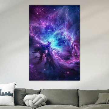 Purple and Blue Nebulae in Space
