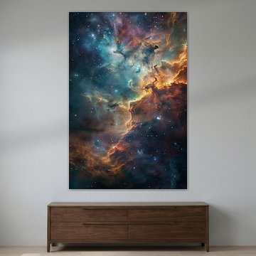 Nébuleuses dorées et bleues dans l'Univers