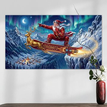 Weihnachtsmann auf dem Goldschlitten der Zukunft