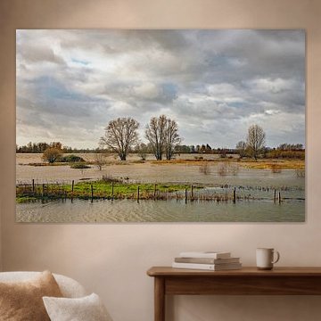 Blick auf die Burg Loevesteijn bei Hochwasser von Petra Kilwinger