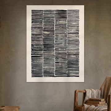 Japandi in Schwarz – Abstrakte Tuschekunst mit geometrischen Linien und Mustern
