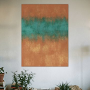 Earthy Abstract Landscape – Terracotta and Teal
