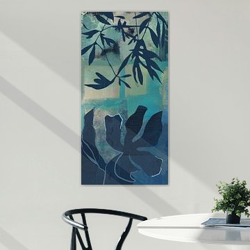 Botanisch Silhouet in Blauw | Mixed Media