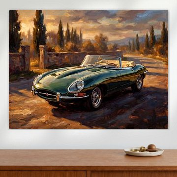 Jaguar E-Type at Golden Hour in Tuscany