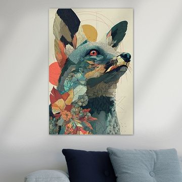 Teal-farbener Fuchs in warmem Kupferlicht