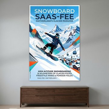 Snowboarden in Saas-Fee van Ted Decker