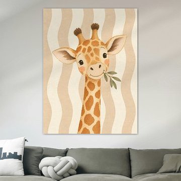 Verspielte Giraffe mit Blattzweig von Thomas burnet