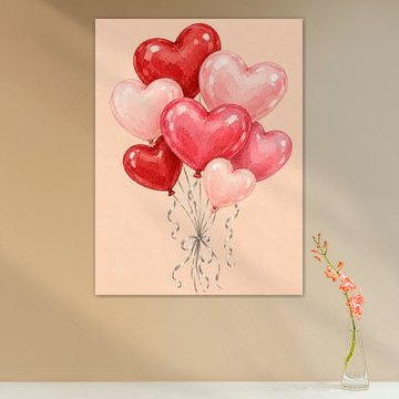 Aquarell-Herz-Ballonstrauß von Thomas burnet