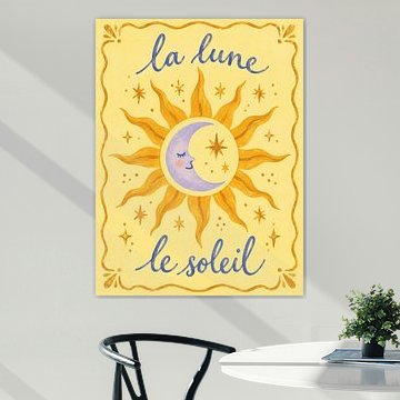 Verspieltes Sonnen- und Mond-Poster von Thomas burnet