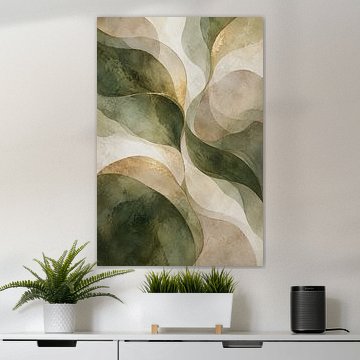 Olivengrünes abstraktes Gemälde – elegant und luxuriös