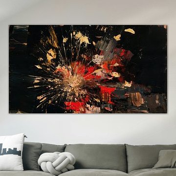 Feuerwerk, abstrakt, gold-rot