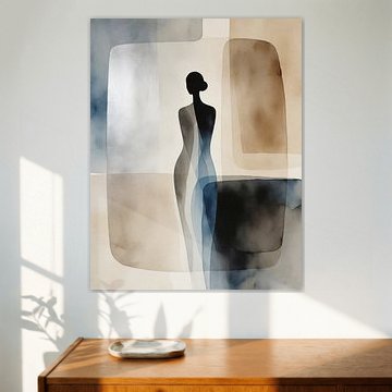 Sierlijke lijnen: een elegant silhouet in vloeiende aquarelvormen van Dreiling.Art