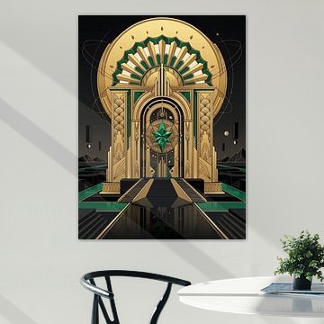 Art Deco Celestial Temple Sacred Geometry Star Portal Graphic Illustration by The Deeper Way