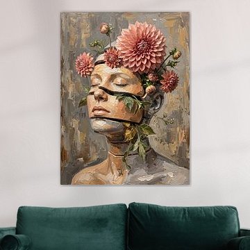 Surreales Blumenporträt, Skulptur, strukturiertes Ölgemälde, grafische Illustration von The Deeper Way