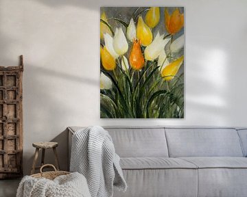 Gele en witte tulpen van Christine Nöhmeier