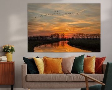 Rivier de Leygraaf zonsopkomst (Sunrise) van Jos Dortmans