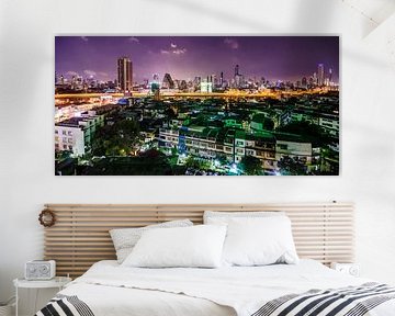 De Skyline van Bangkok in de nacht van Bliek Fotografie