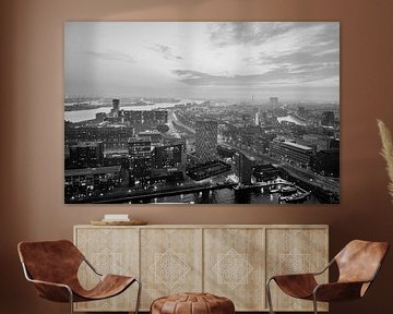 Uitzicht over de Rotterdamse haven (zwart-wit) van Bliek Fotografie