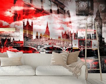 City-Art LONDON Red Bus Composing by Melanie Viola