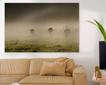 Koeien in de mist van Hans Peter Debets