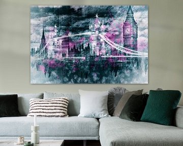 Modern-Art LONDON Tower Bridge & Big Ben Samenstellen  van Melanie Viola