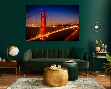 Le Golden Gate Bridge le soir sur Melanie Viola