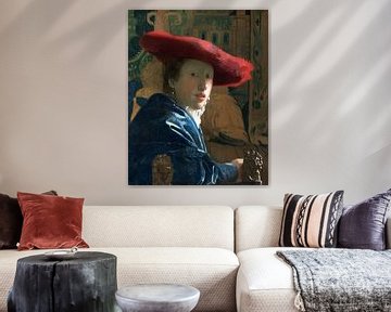 Johannes Vermeer.  Mädchen mit einem roten Hut