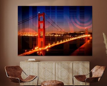 Golden Gate Bridge | Geometrisch mengsel nr. 1 van Melanie Viola